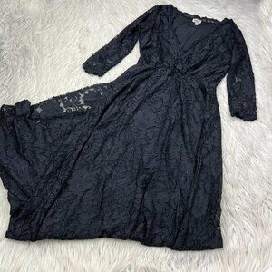 BLUSH Street Couture Black Wrap Lace Maternity Dress